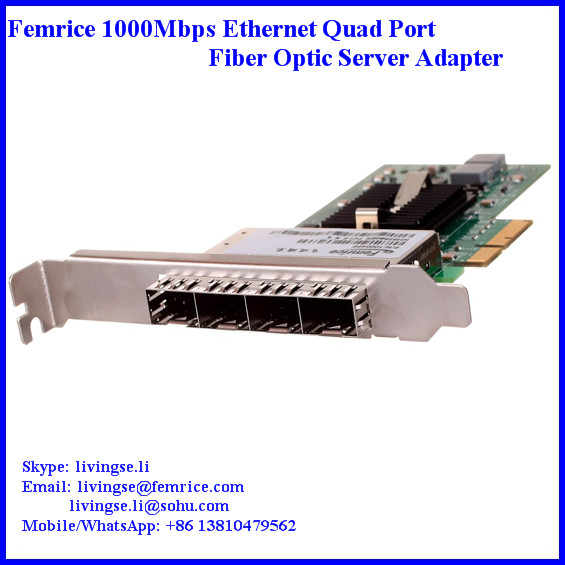 1Gbps Ethernet Network Adapter, PCI Express x4 Fiber Optical Network Card, SFP*4 Slots