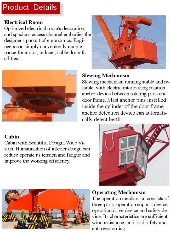 Large Spans Harbour Portal Crane 50Hz 380 Volt Automated Quay Crane