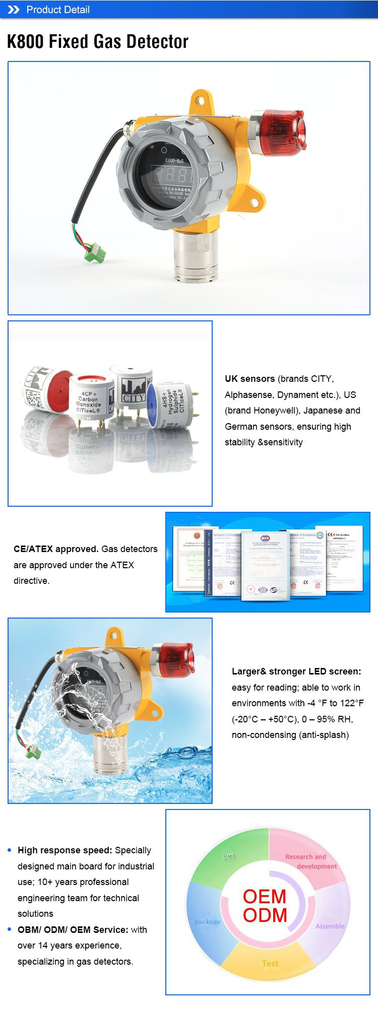 Portable Ethyline Oxide Eto C2h4o Toxic Fixed Helium Ex Gas Leak Detector
