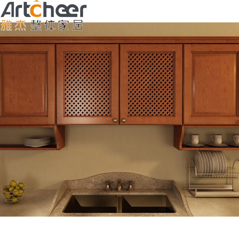 Stylish and Durable Mahogany Kitchen Cabinets with Solid Wood Frame in Modern Style