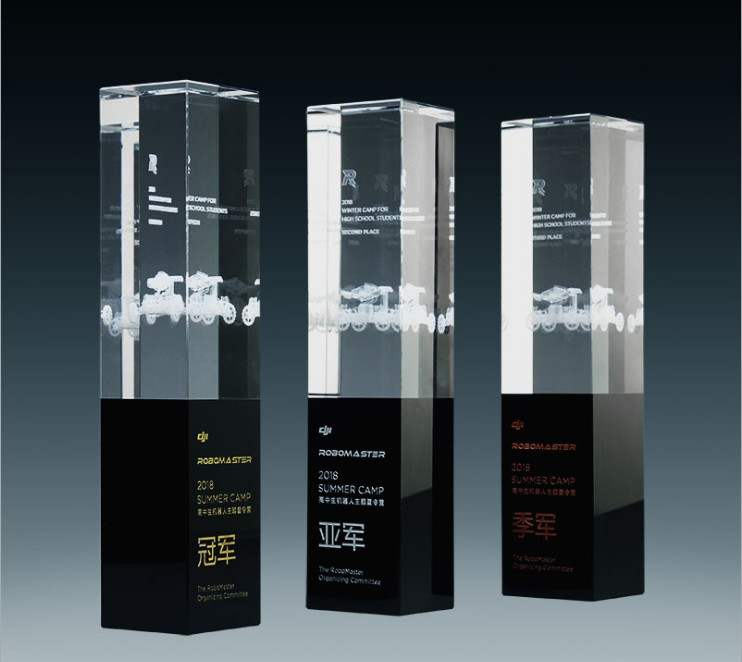3D Laser Personalized Trophy Cup K9 Crystal And Aluminum Material Made