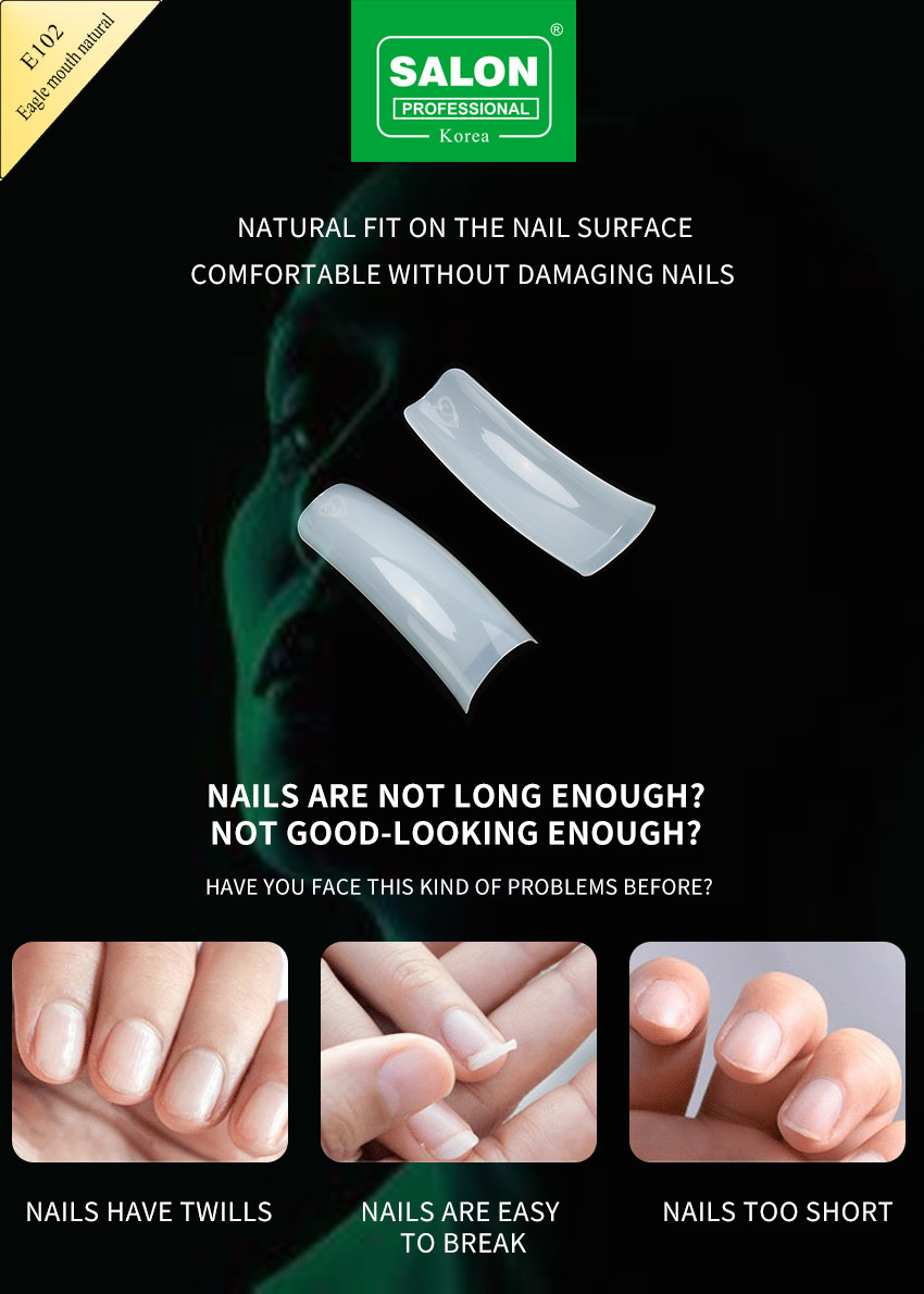 Sharp Shape Nail Tips 500 PCS Natural Acrylic Fake Nail Kit For Nail Extensions