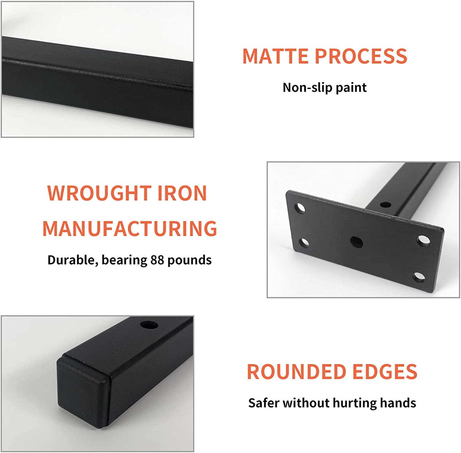 Customized Industrial Floating Shelf Bracket Wall Mounted Metal Shelving Supports in Black