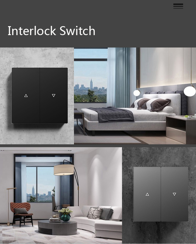 Smart Curtain Control Switch Plastic Material 250V AC 10A