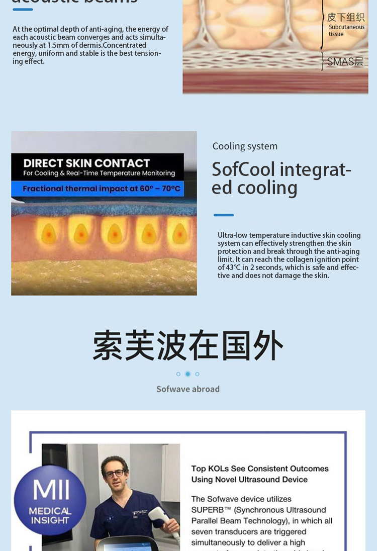 High Intensity Focused Ultrasound 7D Machine Commercial For Face Lips Eyes Neck Throat