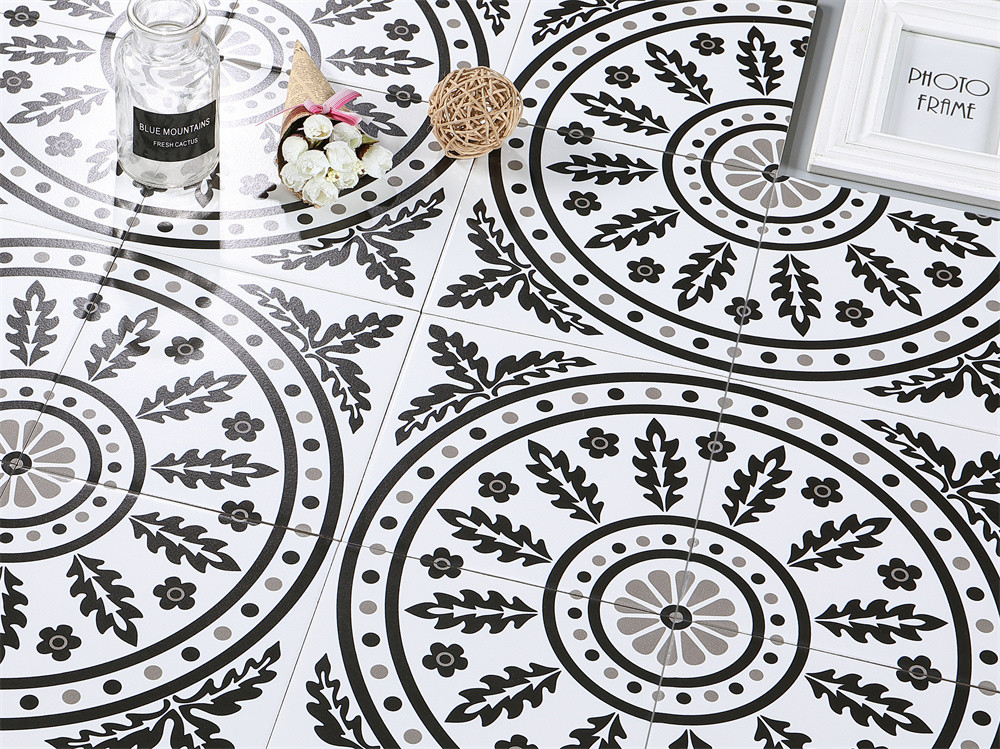 Eco-Friendly And Non-Slip Black And White Floor Ceramic Rustic Tile 200x200mm For Bathroom And Living Room