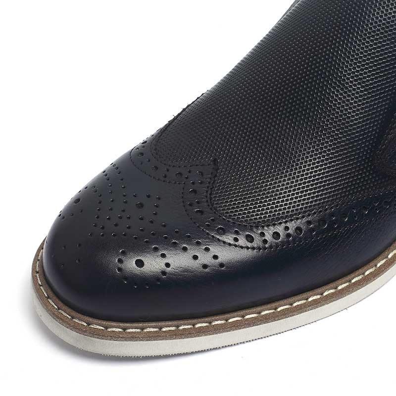 Dark Blue Lace Up Anti Odor Breathable Mens Leather Dress shoes