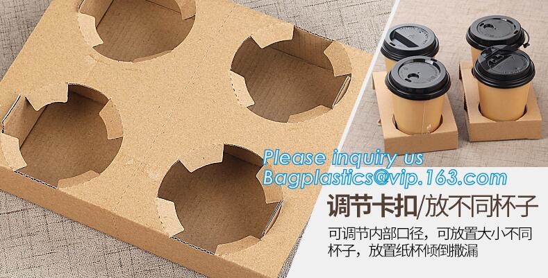 Eco Friendly Disposable Kraft Paper Take Out 2 Pack Coffee Cup Drink Carriers 2 Pack Paper Cup Holders bagease package