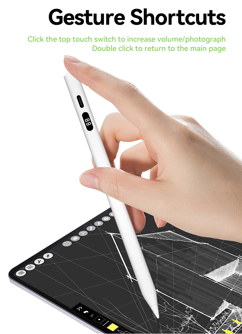 White Touchscreen Stylus for Ipad 1-2 Hours Charging Time Length 14cm