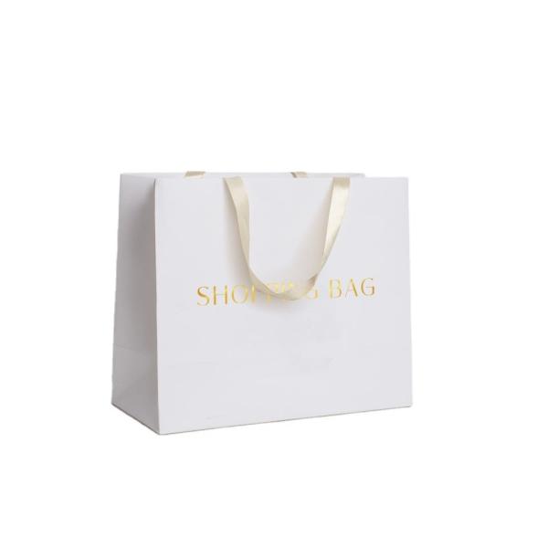 Customised Small Carry Paper Shopping Bags With Bow Tie Ribbon Handle Customer's