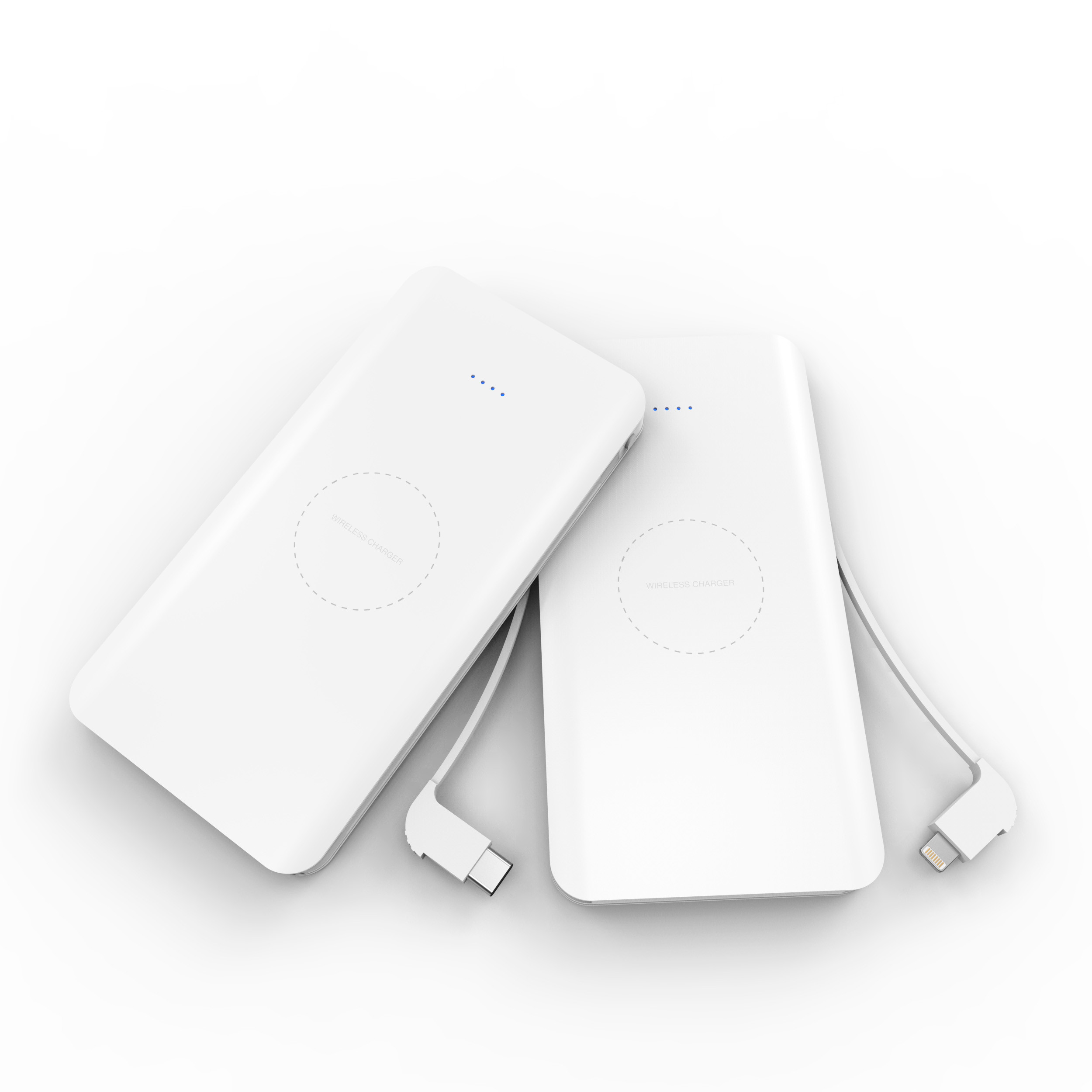 WIRELESS POWERBANK with type-c and lighting cable 8000mAh,Qi Power Bank,Portable Power Bank Charger QI Wireless Charge