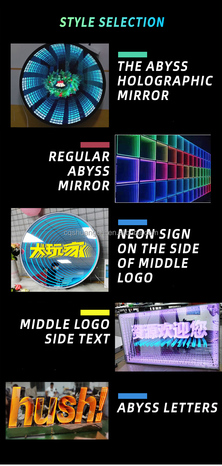 Customized 3D Hologram Fan Infinity LED Mirrors with 300000 Hours Working Lifetime