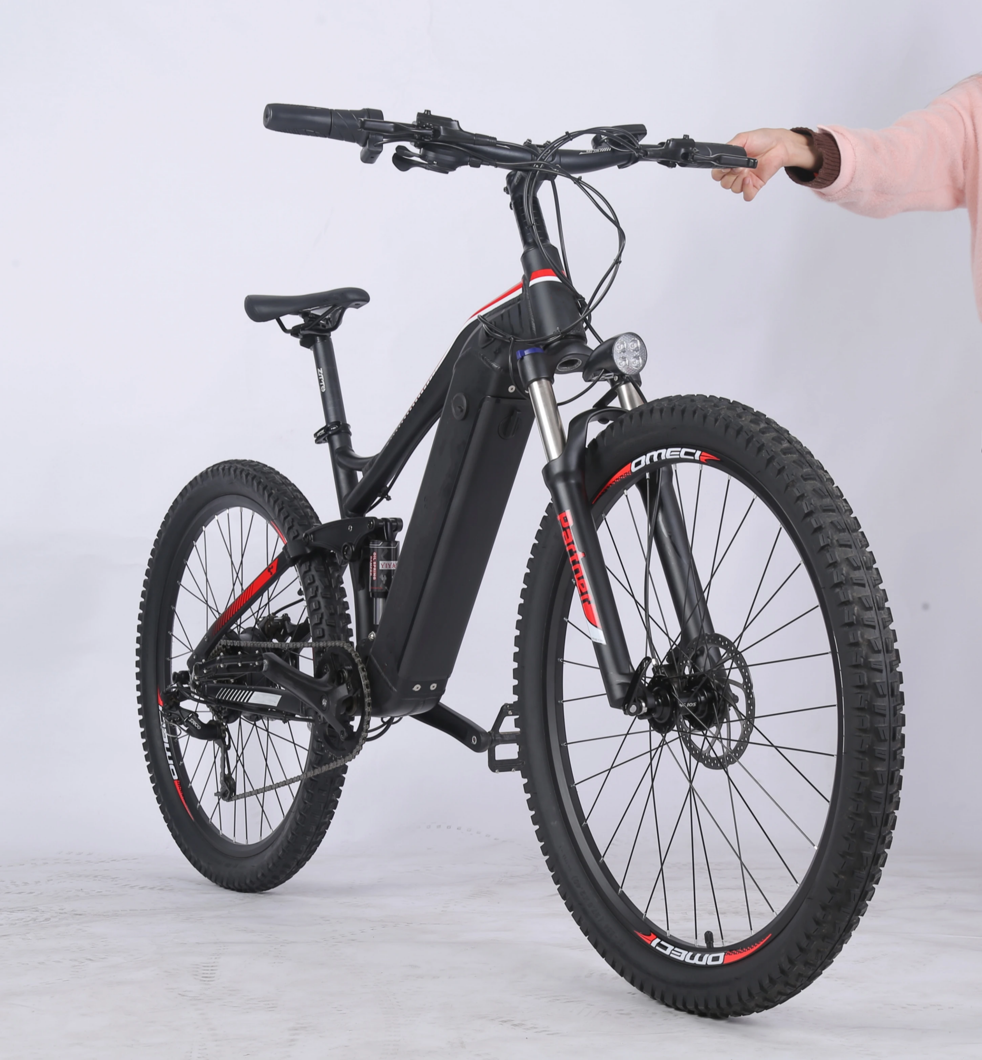 Full Suspension Adults Electric Hybrid Bike 27.5 Inch Double Hydraulic Disk Brakes