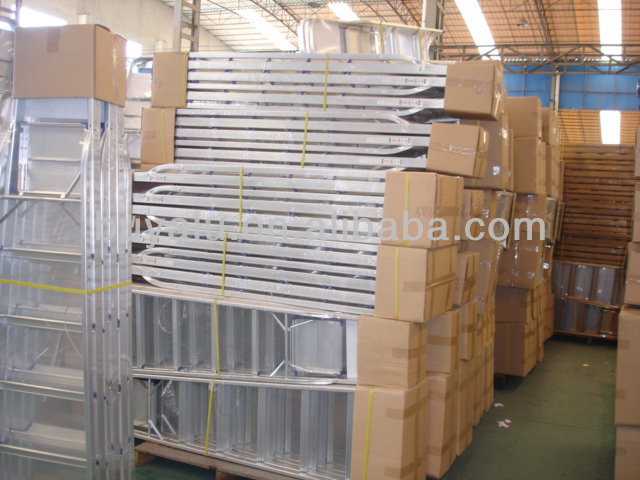 Two Sections Aluminum Extendable Ladder Silver Anodized Industrial Ladders