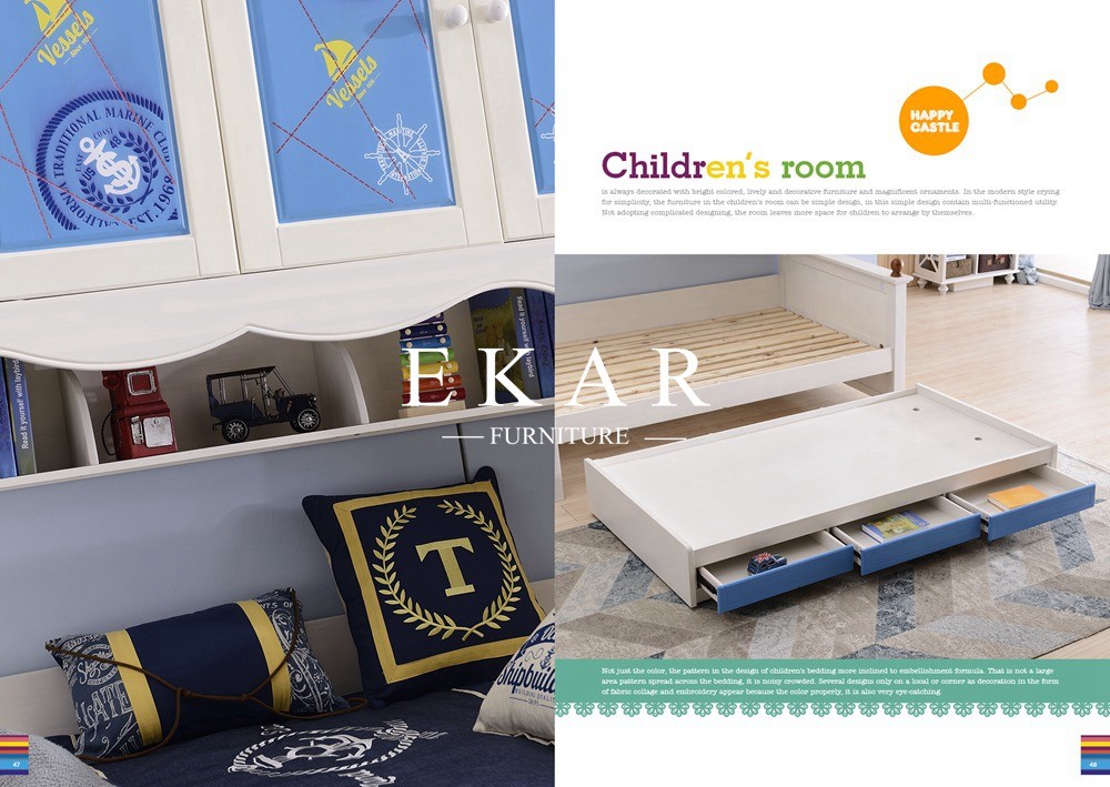 multi-functional 4 cloth cabinets blue children bed