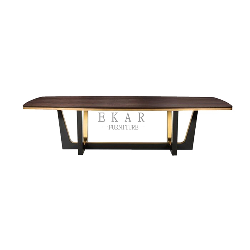 2M Rectangle Wooden and Metal Modern Dining Table