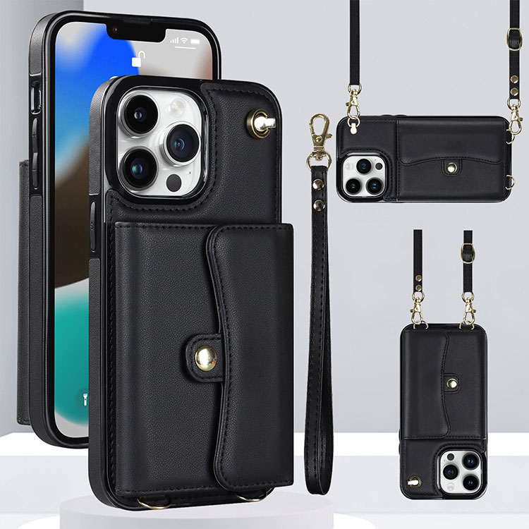 Iphone 13 12 15 14 Pro Max Mini Wallet Bag Card Holder Slim Case With Lanyard Y Support Wireless Charge