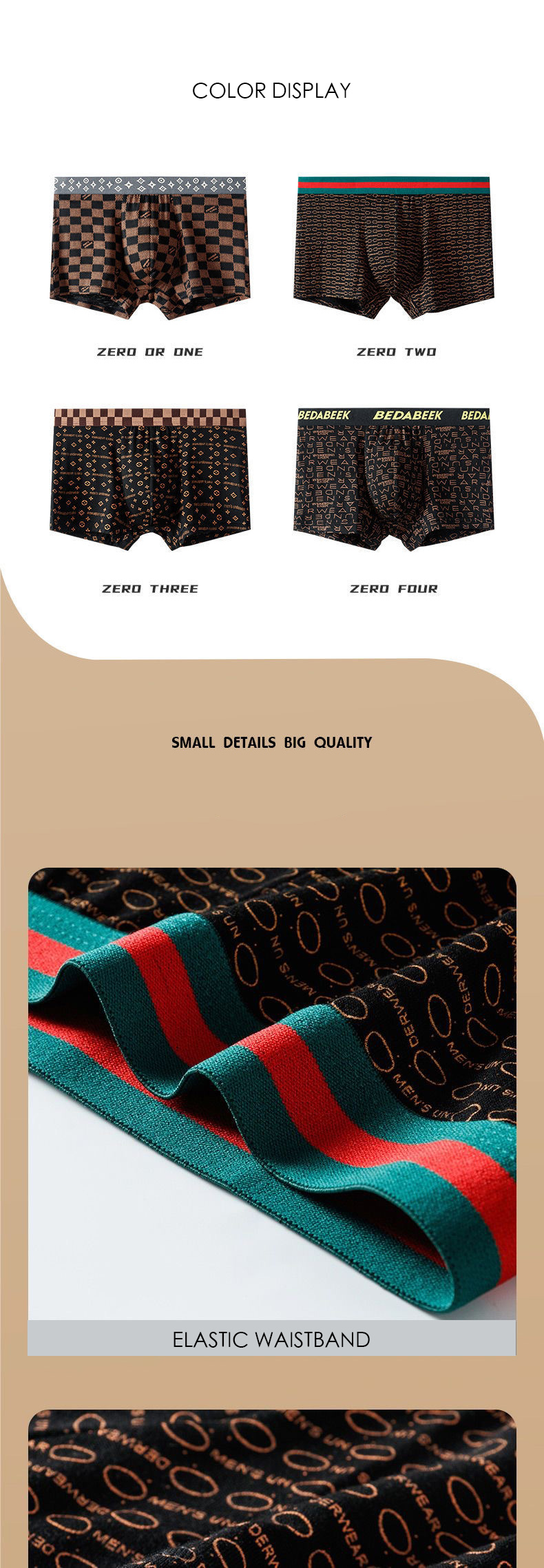 Soft Comfortable Print Pattern Men Modal Underwear Mens Boxer Briefs