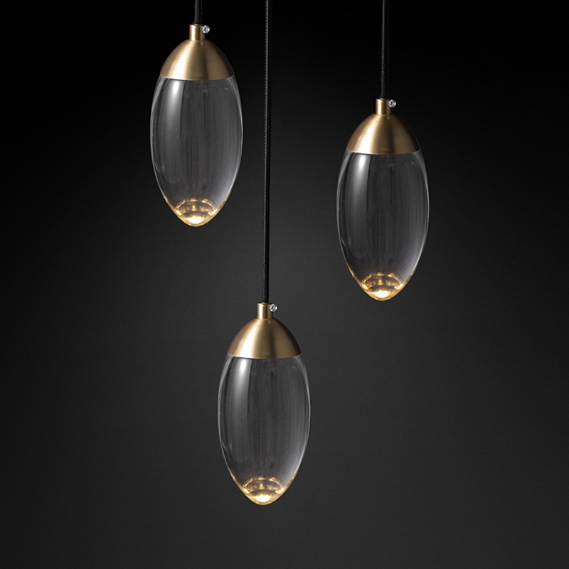 Nordic Modern Light Luxury Diamond Led Glass Chandelier copper pendant lights(WH-GP-114)