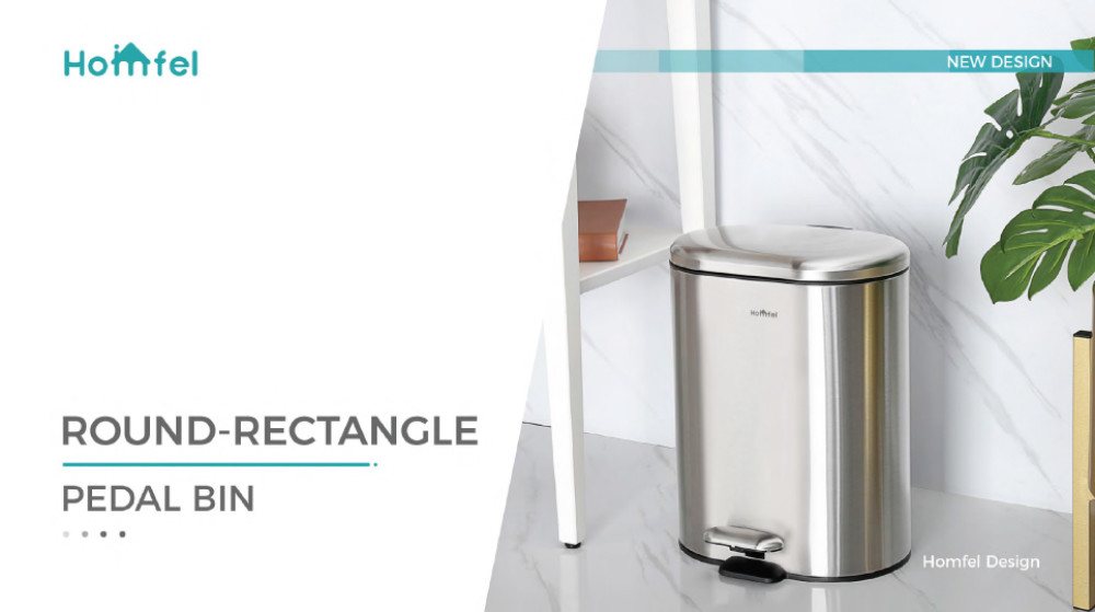 ODM Stainless Steel rounded rectangle Foot pedalTrash Can With Soft Close Lid ktichen trash bin