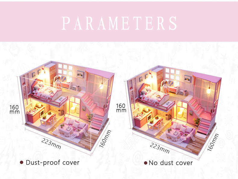 DIY Wooden Doll Houses Miniature Furniture Kit For Children Birthday