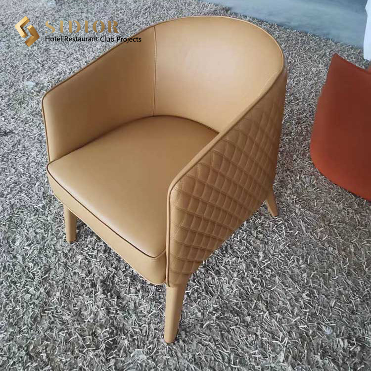 PU Leather Modern Leisure Chair Lounge 83cm Height Brown Color