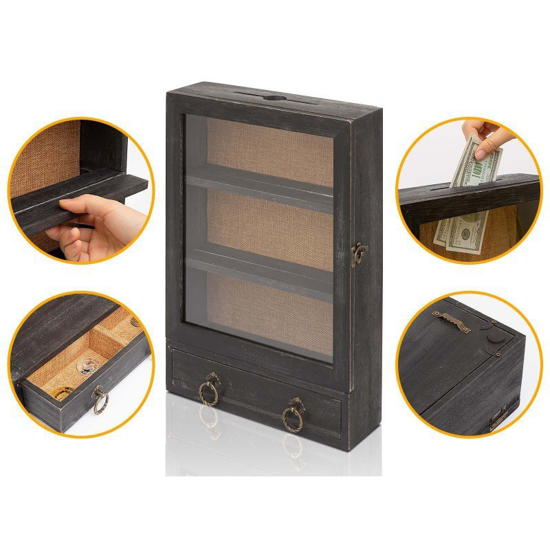 Wooden transparent cover specimen box dried flower plant preserved flower collection display box photo frame wood photo frame