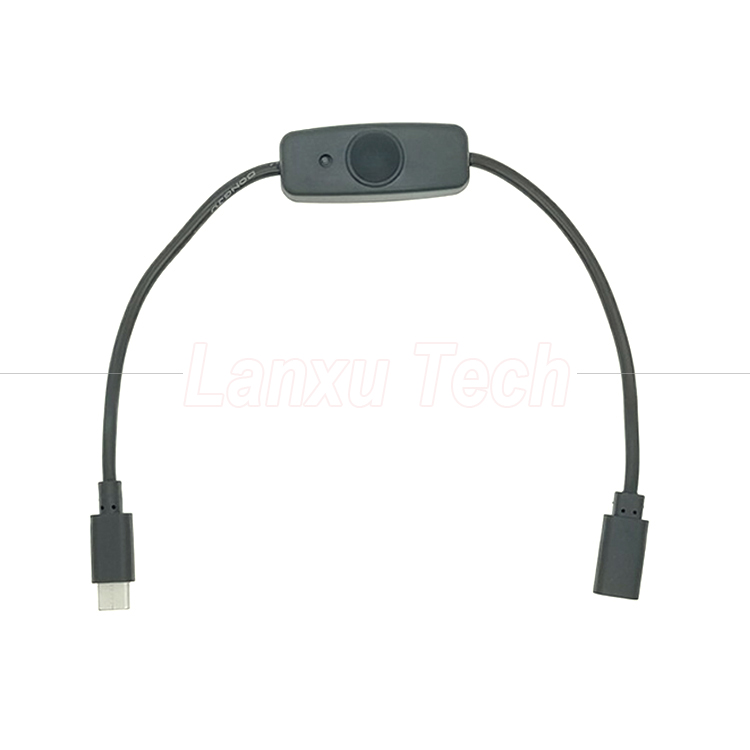 USB Type C Male to Female on off Silicon Cap Switch Extension Cable for Raspberry Pi Lamp Fan