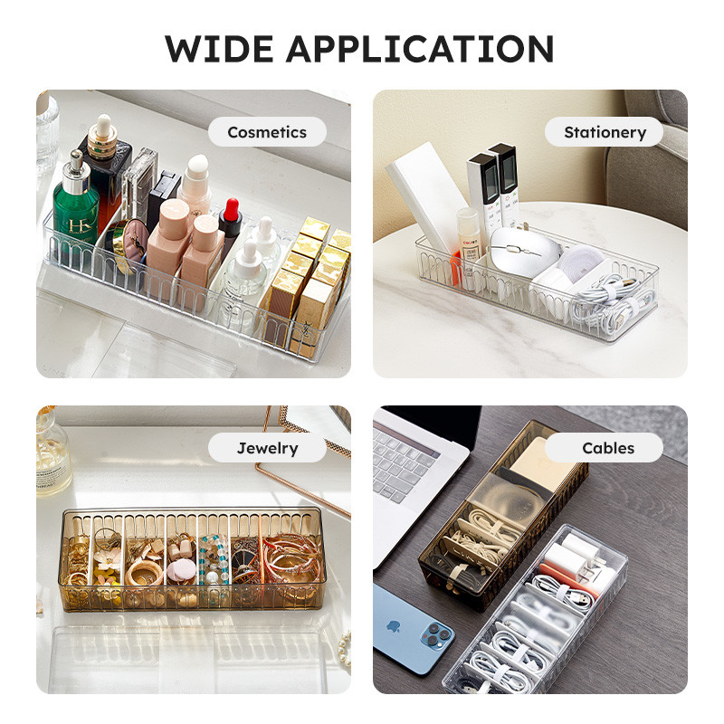 8 Grids Adjustable Office Cable Organizer Box Customizable Compartments Safe Storage of Electronics Accessories