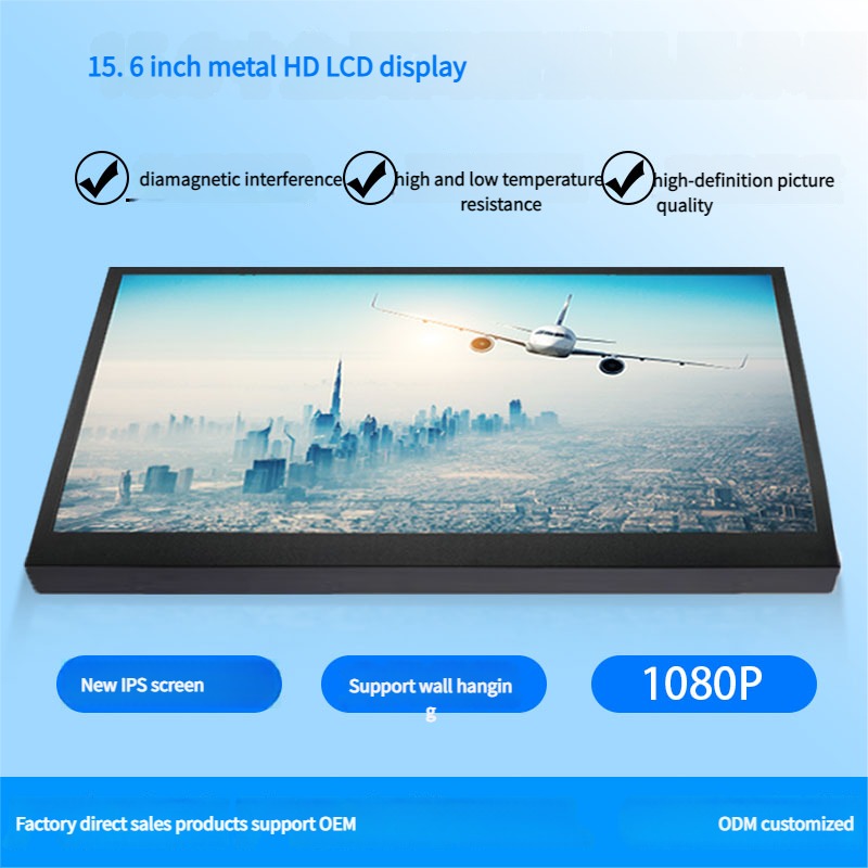 15.6-inch HDMI LCD Portable Monitor HD Resolution 1920*1080 dots for Industrial Control Security Surveillance