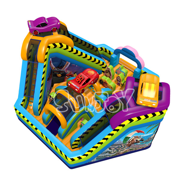 Cars Theme Slide Park Inflatable Combo Fun City For Kids