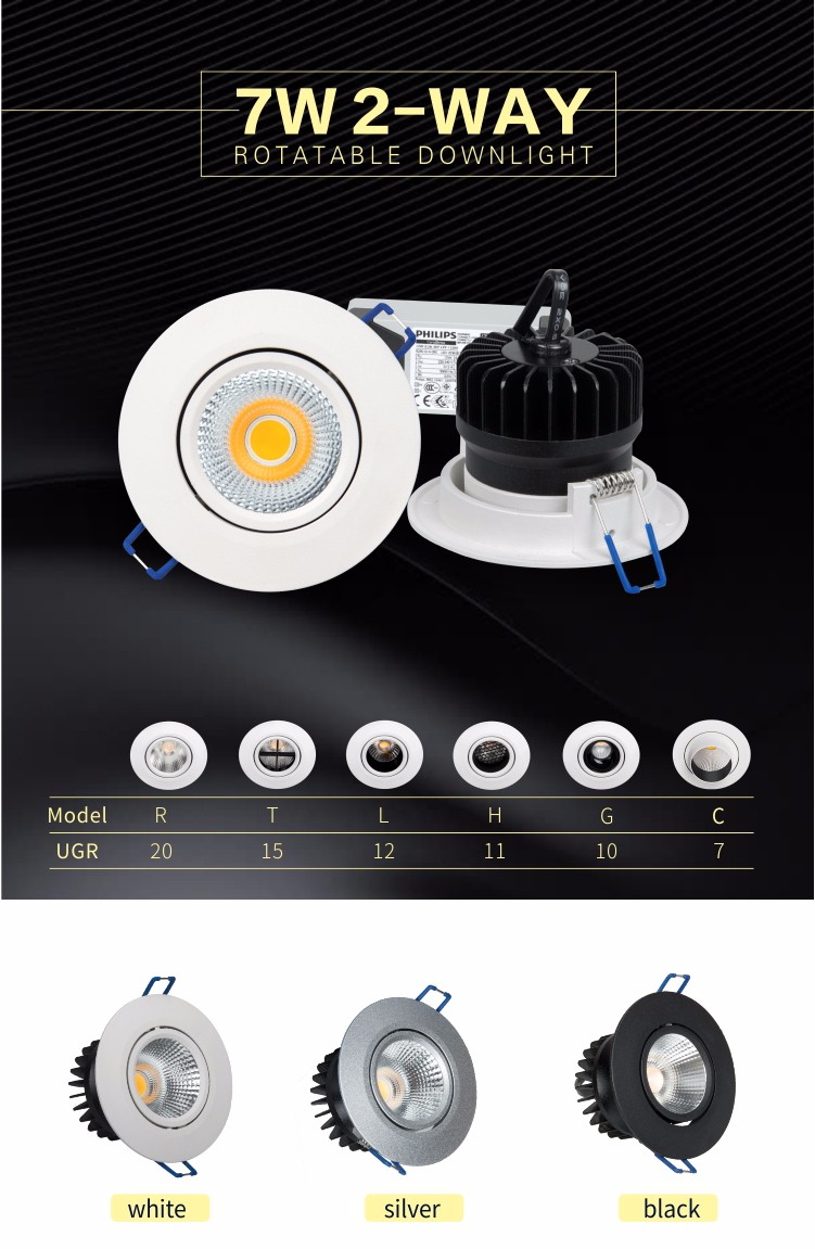 Anti Glare Indoor LED Downlights IP44 CRI96 7w Warm White Color Temperature
