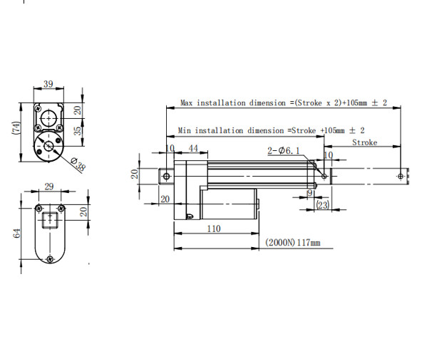 12V DC Stainless Steel Electric Linear Actuators 2000N Customization