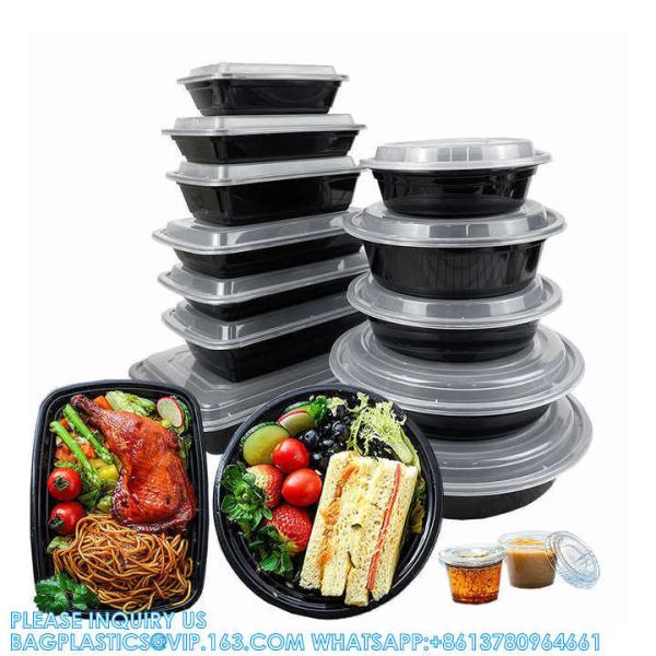 24 OZ Disposable PP Lunch Boxes Microwavable Food Storage Containers With Lids