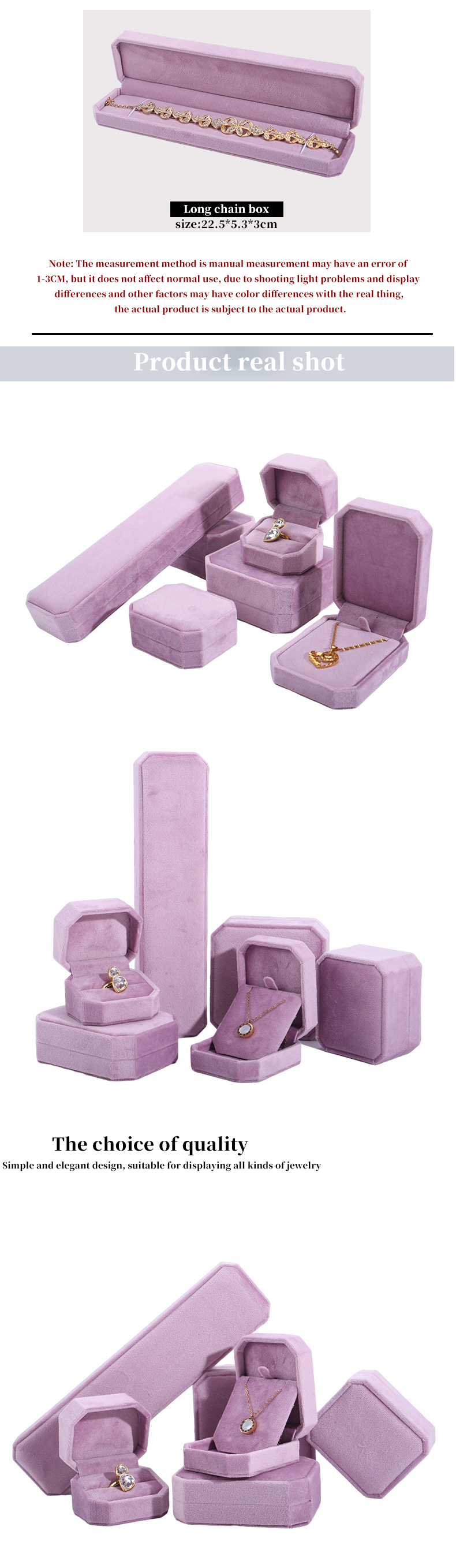 Custom Logo Velvet Jewelry Box for Hanhong Pink Necklace Bracelet Ring Packaging