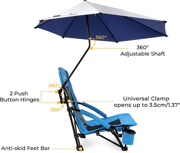 Camping Folding Chair With Umbrella, Recliner Chairs, Beach Chair Adults Camping