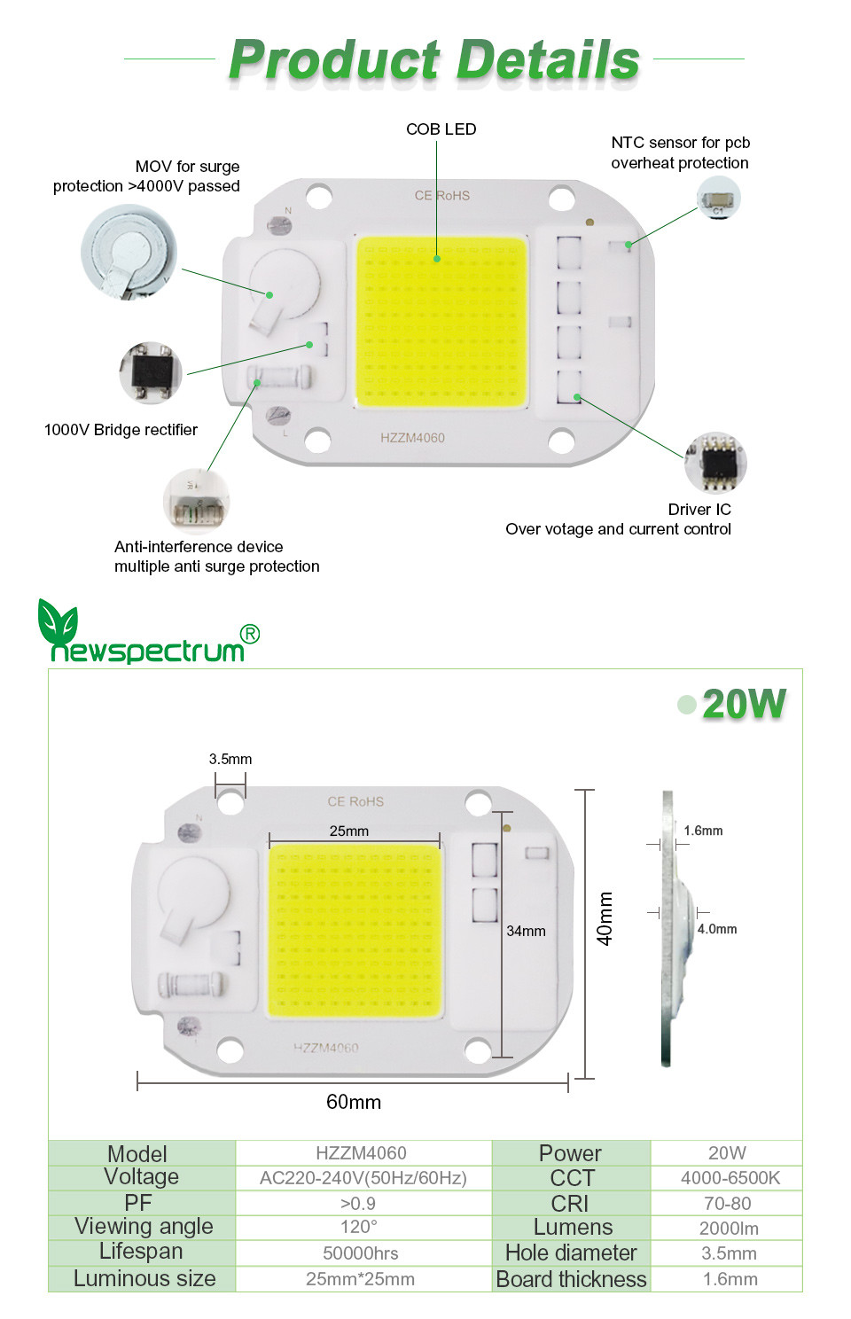 Customized Logo AC COB LED