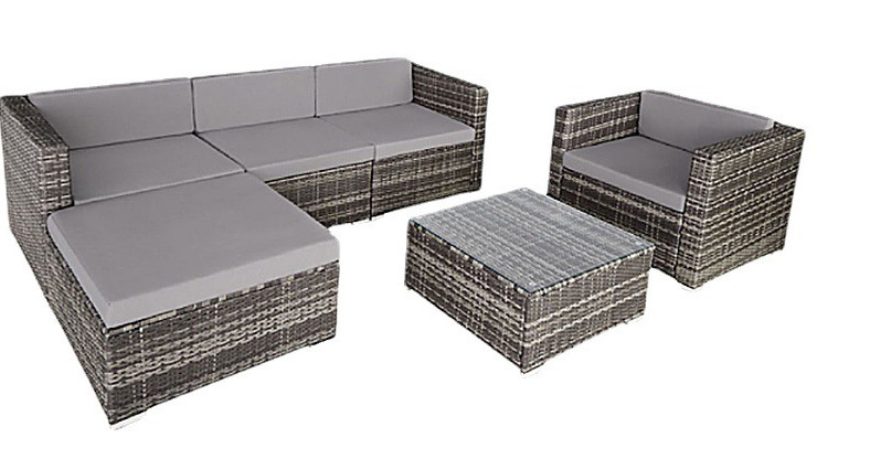 6Pcs Deep Seating Patio Wicker Outdoor Garden Furniture Rattan Sofa Couch