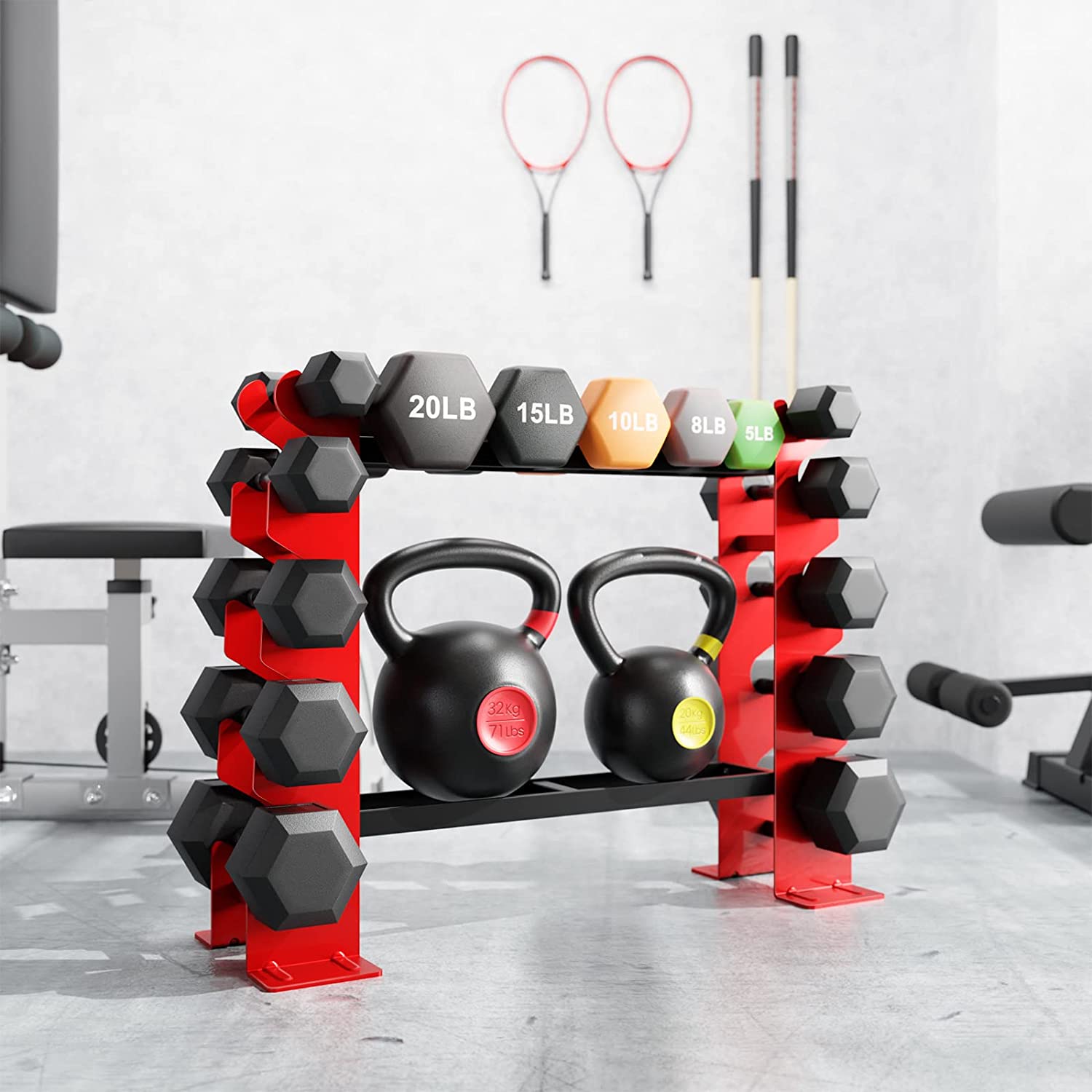 3 Tier Weight Rack for Dumbbells Tree Shape Dumbbell Storage Rack Nonstandard Metal