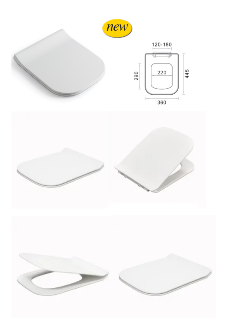 Sustainable Characteristics Square Shape Urea Soft Close Toilet Seat For Sanitary Ware