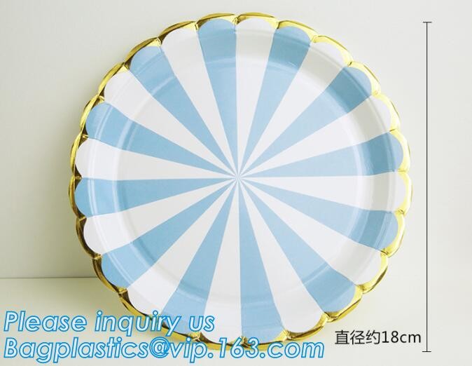 Party supplies, custom printing table rose gold paper biodegradable dinner disposable plate,Compostable Eco Friendly Env