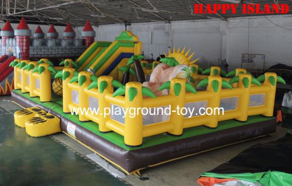 PVC Large Kids Inflatable Bouncer Castle , Kids Flower Inflatable Fun City RQL