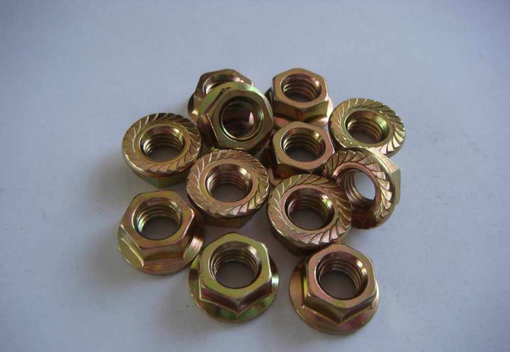 Polished Finish 304 Stainless Steel Hexagonal Flange Nut with Color Zinc Coating