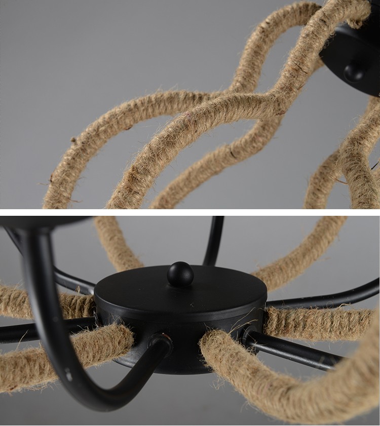 European french Wrought Rope Iron chandeliers for Dining room Kitchen (WH-CI-46)