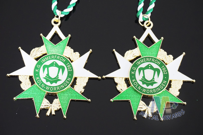 Gold Belgium Carnival Celebration Metal Award Medals Badge , Zinc Alloy Sports Medals