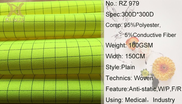 300D Polyester Woven Plain Check Anti-Static Oxford Fabric For Medical Cleanness Clothing