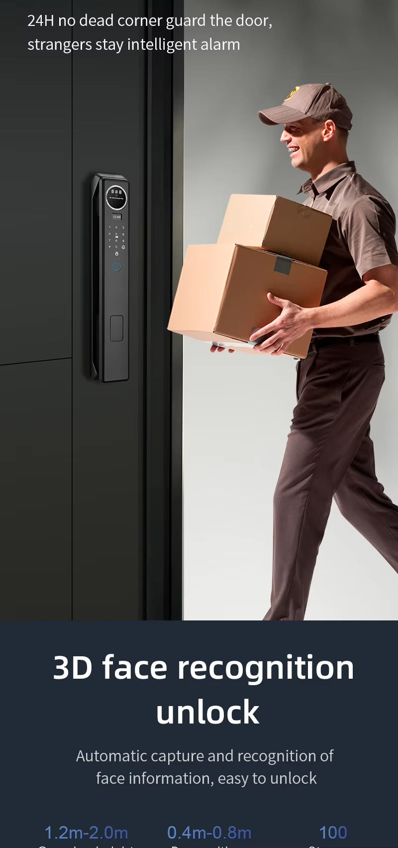Qleung S959MAX Face Biometric Video Calling Fingerprint Recognition Key Card Tuya App Fully Automatic Smart Door Lock