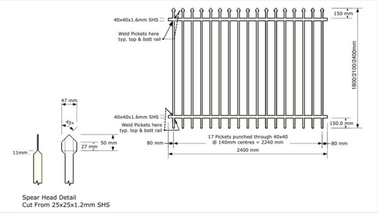 Australia Standard Powder Coated Commercial Garrison Security Oz Wide Fence