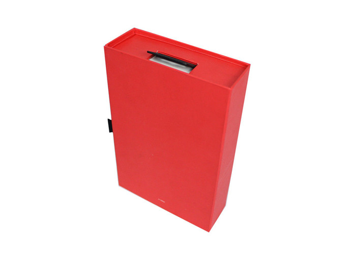 Red Storage Cardboard Paper Gift Box Custom Design Flocking Print