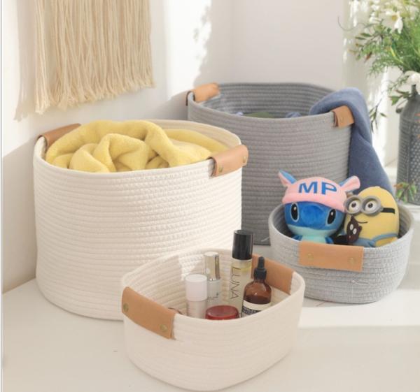 OEM Home Center Decoration Easter Woven Big Blue Cotton Rope Baby Storage